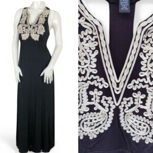 INC Boho embroidered racer back maxi dress M